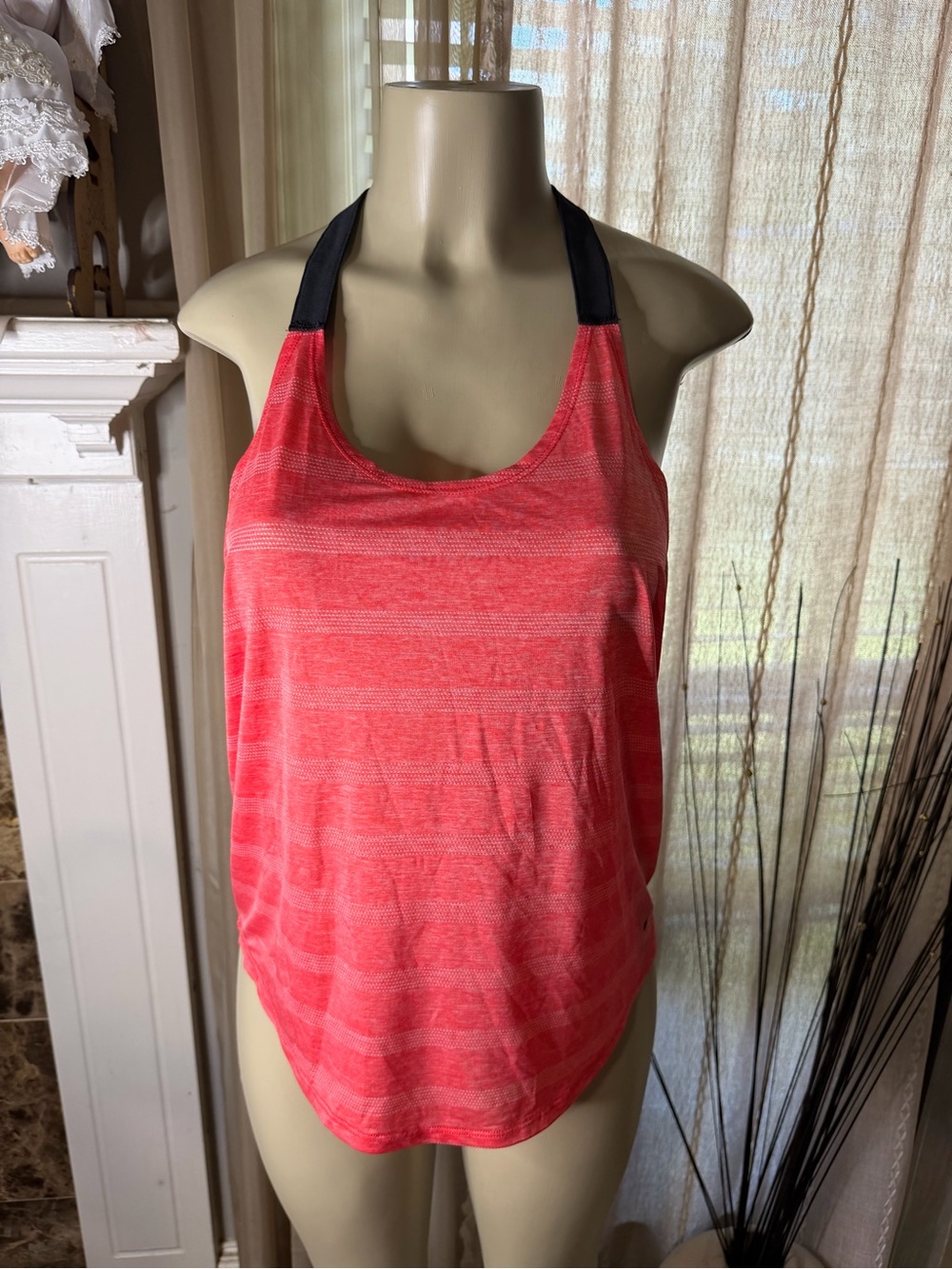 Nike red Striped Halter Tank with Black Straps